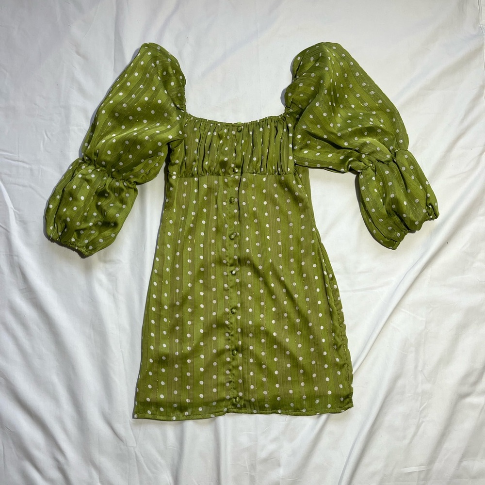 Nasty Gal Green Polka Dot Mini Dress